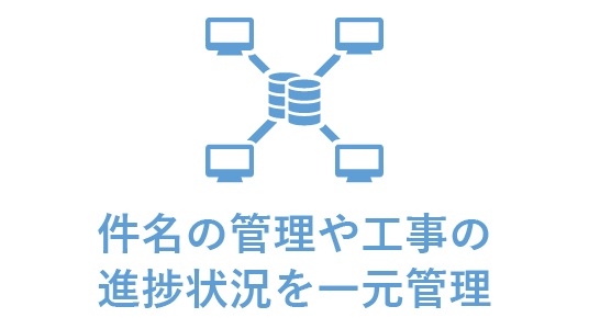 件名の管理や工事の進捗状況を一元管理